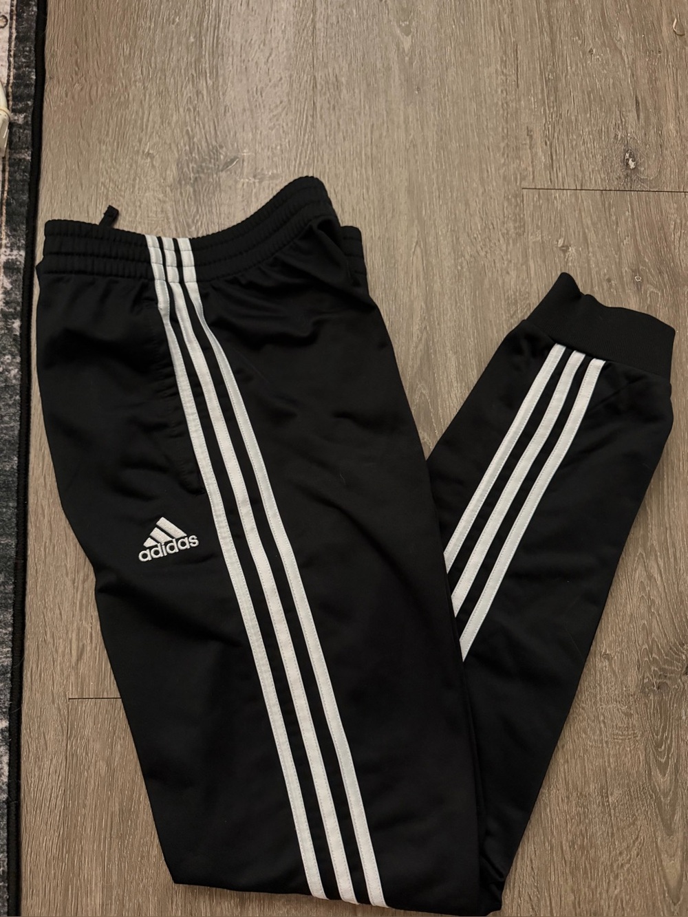 adidas Black Joggers with White Side Stripes